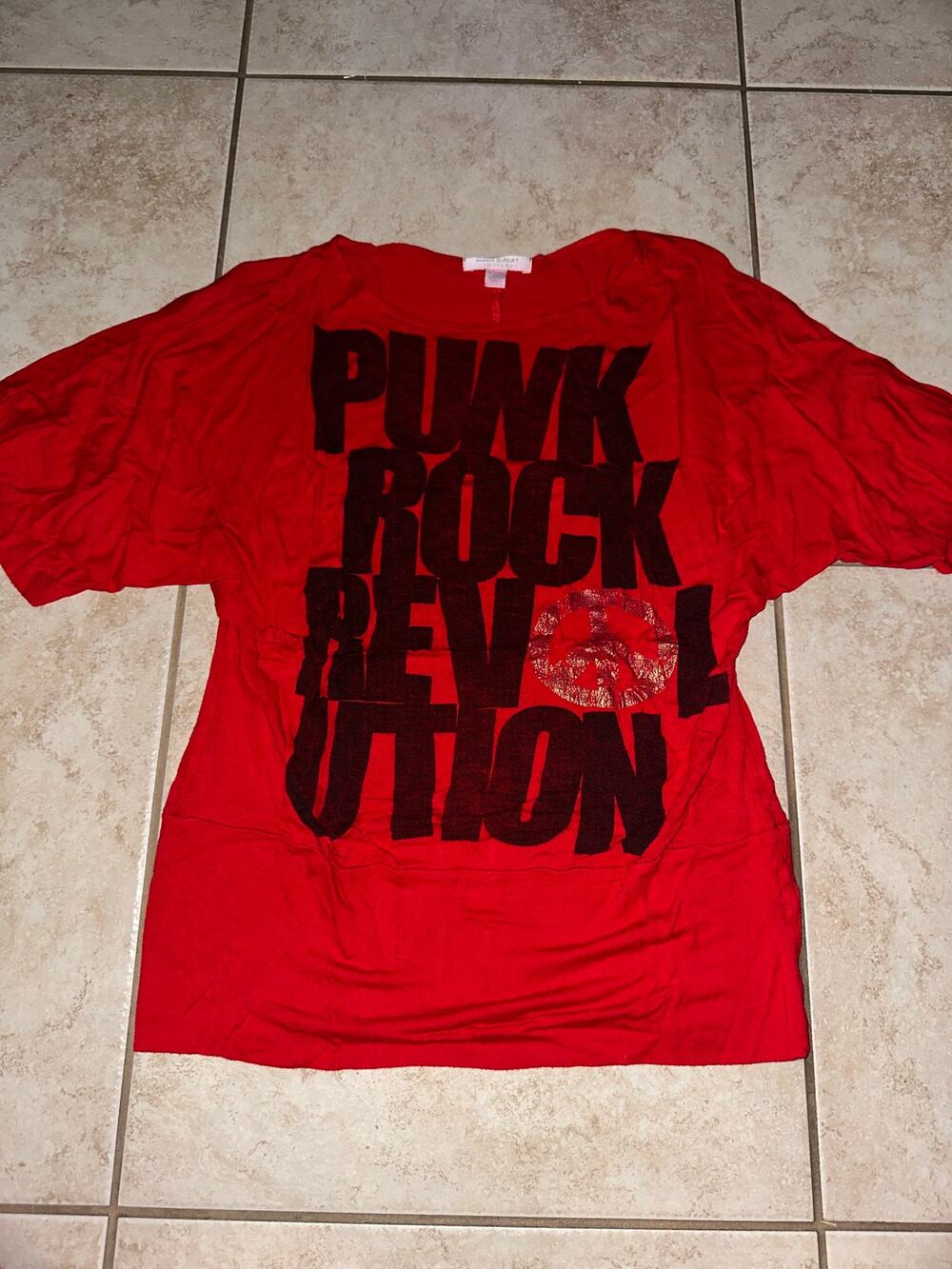 Romeo & Juliet Couture Punk Rock Revolution Graphic Tunic Top M